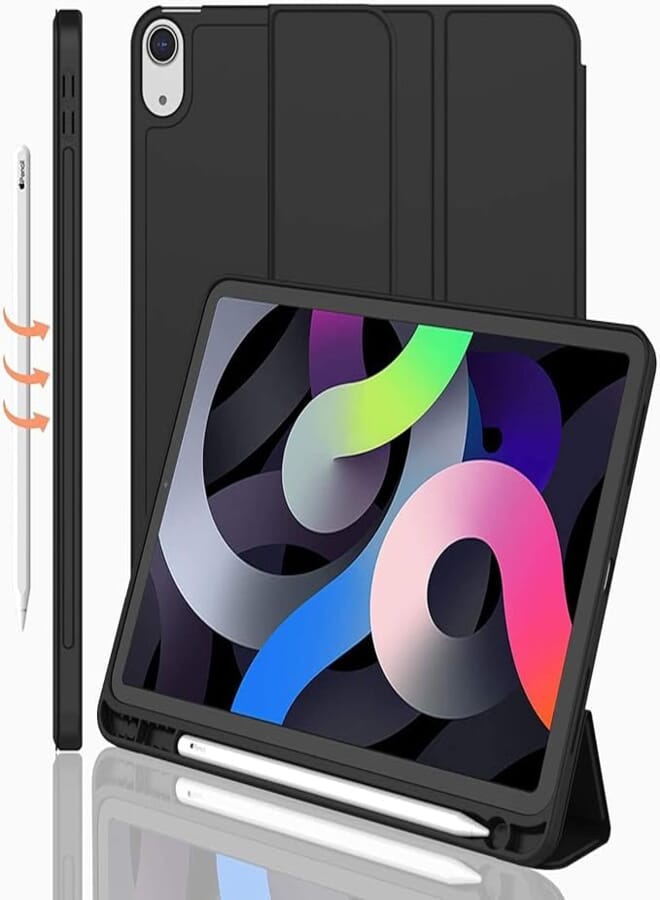 Oaky Case for Apple iPad Air 6th Gen 11 inch Case [M2 2024] & iPad Air 5th / 4th Gen 10.9 inch [2022/2020] Slim Trifold Stand with Auto Wake/Sleep Soft TPU Back case for iPad Air 4/5/6 - Black